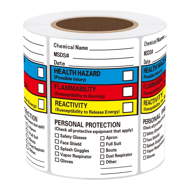 Well Tile SDS Stickers/MSDS Stickers for Chemical Safty Data 2 X 3 Inches - Chemical Identifying and Labeling Sticker Decals - 250 HIMG Write-in Labels - Image 1
